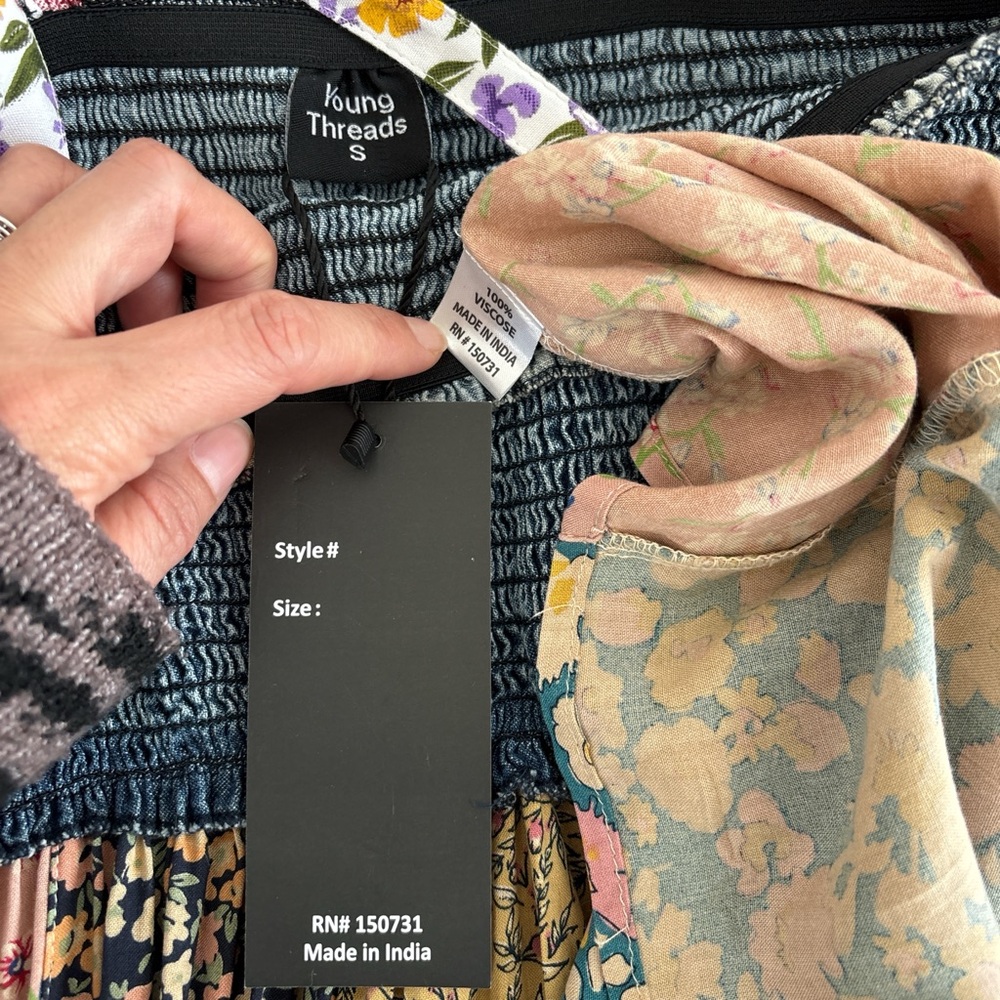 Young Threads Patchwork Floral Smocked Short Mini… - image 3